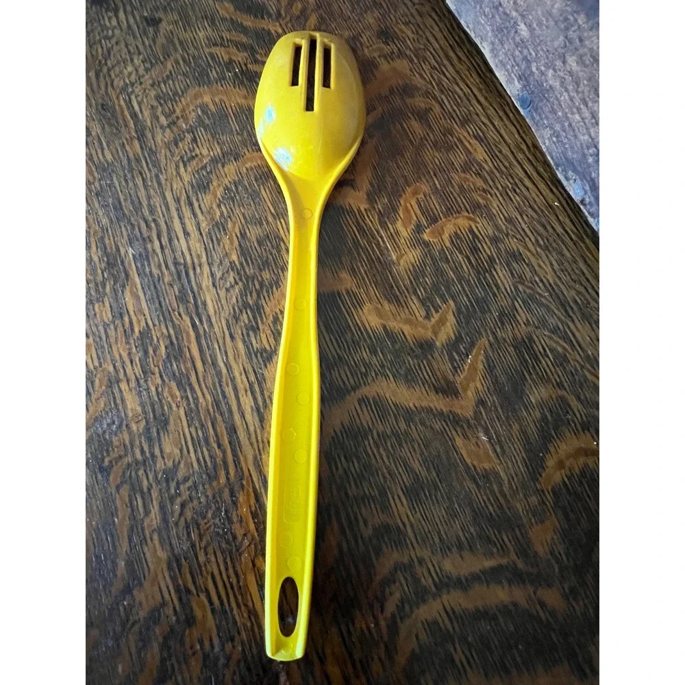 Vintage Foley Yellow Nylon Slotted Spoon Mid Century Kitchen Utensil 11.5 Inch